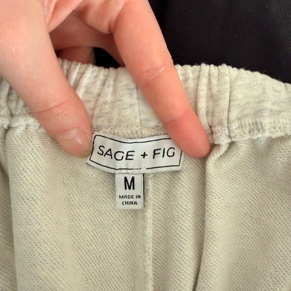 Sage+Fig High Waist Frayed Hem Shorts in Light Gray - Picture 3 of 3